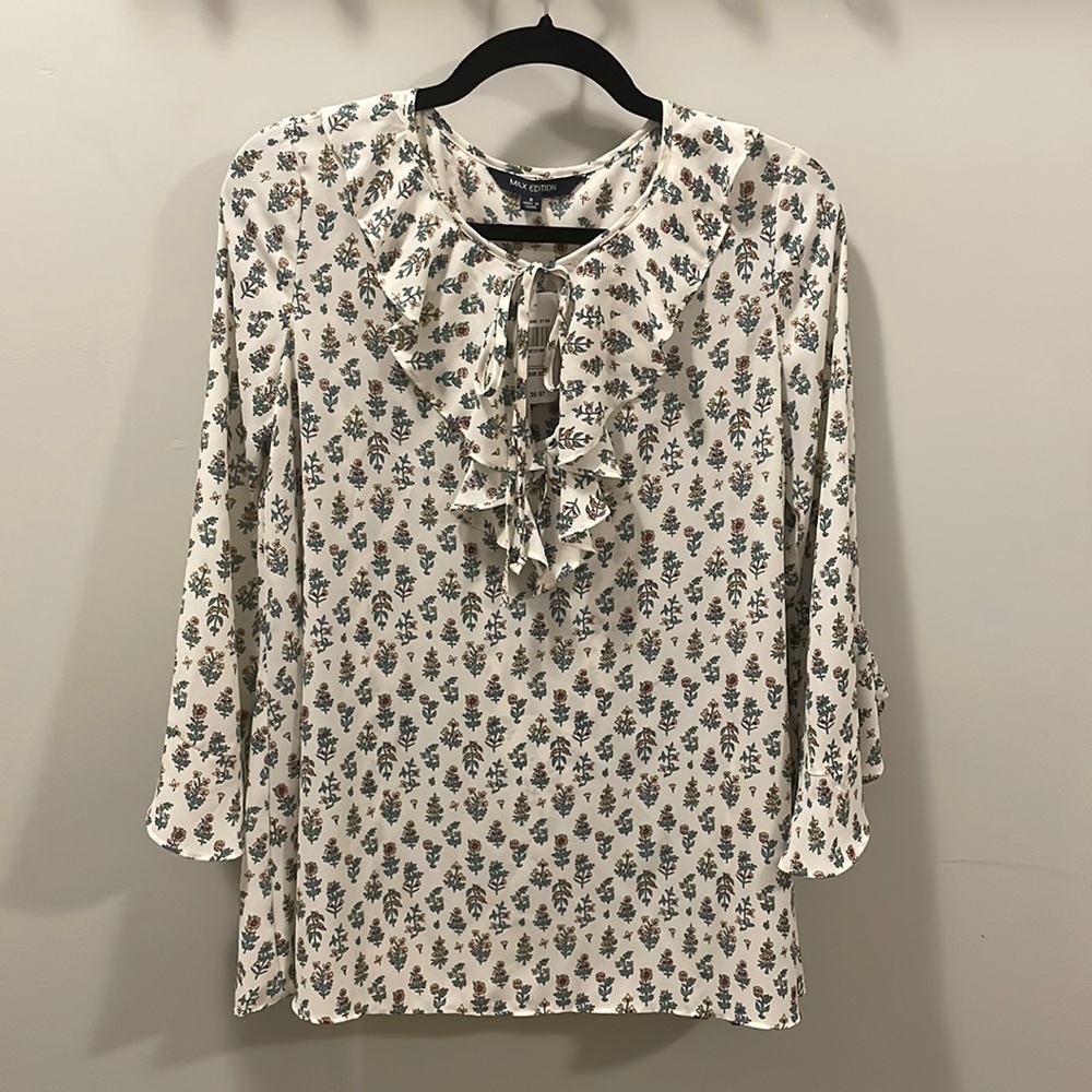 Max Edition floral dressy flounce top NWT